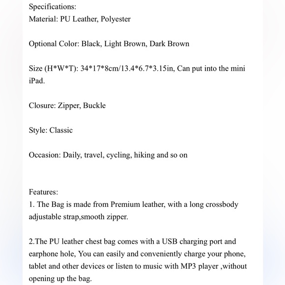 LEATHER🐝🐝USB CHARGING SPORT CROSSBODY - Picture 14 of 15